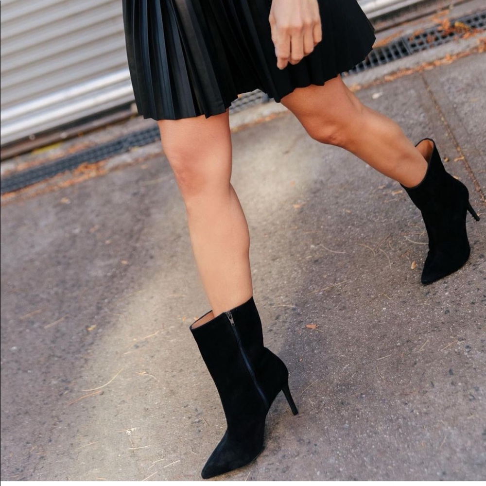 Suede Ankle Heeled Boot